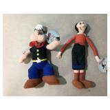 Olive Oyl and Popeye plush dolls w/ tags
