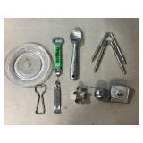 Nutcrackers, ice cream scooper, bottle openers