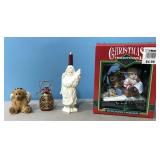 Angel candle holder, angel ornament and Santa