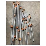 Large lot of different sized pipe clamps by Pony,
