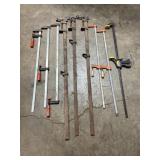 (9) Various bar clamps, ranging in length by 54