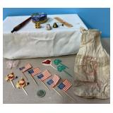 Antique caligraphy pen, vintage items including