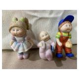 3 Cabbage Patch porcelain figurines, 3' and 4'