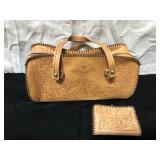 Handmade leather purse and wallet monogrammed,