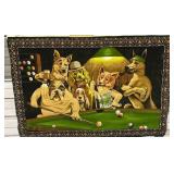 58x40 Vintage Felt Poster, Dogs playing Pool