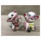 Vintage puppy salt & pepper marked Japan-1 cork