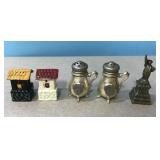 Vintage cast & metal salt & pepper shakers & cast