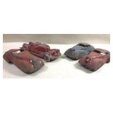 4 antique metal cars-no markings seen-see all pics