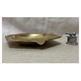 Vintage 1' lighter marked Japan & brass ashtray