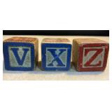 3 antique wooden blocks, 1 1/4'