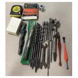 Assortment of drill bits, mini tools, Roto tool,