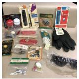 NOS lot-gloves, cords, glasses, parts, salt &