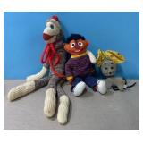 Vintage dolls including Earnie, a sock monkey,