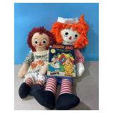 1962 Raggedy Ann & Andy book & 2 dolls