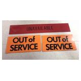 3 Plastic Signs Out of Service