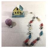 Antique Christmas glass garland, tiny house & more
