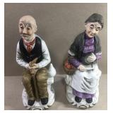 2 vintage man & woman figurines-12' tall