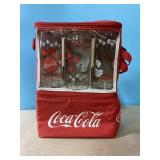 Coca Cola Soft sided cooler with 6 glasses