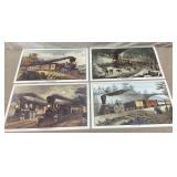 (4) 17x11.5 in. Vintage Train Prints-'The Express