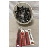 (3) Milwaukee Drill Bits and bucket full of misc.