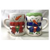 (2) Snowman Coffee Mugs, Merry Chrysler (2) Snowman Coffee Mugs, Merry Chrysler