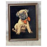 Vintage Velvet Painting of a Pug, 10x8 Vintage Velvet Painting of a Pug, 10x8