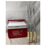 Mini Coleman Cooler and 3 Fire Tongs Mini Coleman Cooler and 3 Fire Tongs