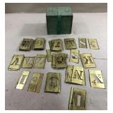Brass Stencil numbers and letter with wooden box Brass Stencil numbers and letter with wooden box