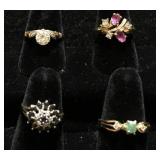 4 Costume Jewelry rings 4 Costume Jewelry rings