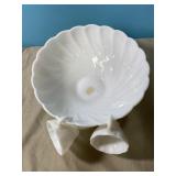 Milk glass punch bowl with 2 mugs. 11x5.5' Milk glass punch bowl with 2 mugs. 11x5.5'