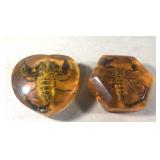 2 vintage real scorpion paperweights 2 vintage real scorpion paperweights