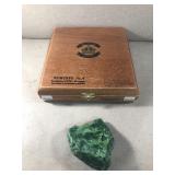 Wooden Cigar Box and Green Rock Wooden Cigar Box and Green Rock