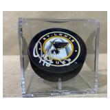 SIGNED St Louis Blues puck Jay McClement & case SIGNED St Louis Blues puck Jay McClement & case