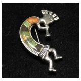 Sterling Silver 925 Kokopelli pin, weighs 4.41g Sterling Silver 925 Kokopelli pin, weighs 4.41g