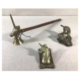 3 Unicorn Brass, Clips and Candle Snuffer 3 Unicorn Brass, Clips and Candle Snuffer