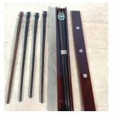 3 sets of chopsticks, 1 with a carrying case 3 sets of chopsticks, 1 with a carrying case