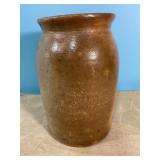 Vintage stoneware churn crock, 8' tall with a Vintage stoneware churn crock, 8' tall with a