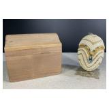 Decorative display egg with a wooden box Decorative display egg with a wooden box