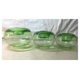 (3) Green Bubble Glass Candle Holder by Southern (3) Green Bubble Glass Candle Holder by Southern