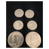 2-Eisenhower 1977 $1 coins & 4-Susan B Anthony $1 2-Eisenhower 1977 $1 coins & 4-Susan B Anthony $1
