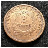 1865 US 2 cent copper coin 1865 US 2 cent copper coin