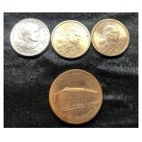 4 coins-three $1 coins and Denver Mint Coin 4 coins-three $1 coins and Denver Mint Coin