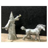 1980s pewter Sorcerer and horse 2 1/2' 1980s pewter Sorcerer and horse 2 1/2'