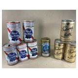 Lot of vintage pull tab beer cans-Pabst, more Lot of vintage pull tab beer cans-Pabst, more
