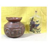 7 in. Glass Decorative Vase and 5 in. Poly Resin