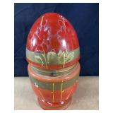 9" glass egg with glass vial inside and 6 insert