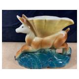 Vintage porcelain deer planter, 7" long, 5" tall