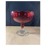 8" tall red compote