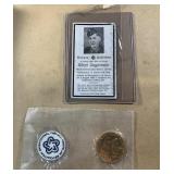 Vintage German funeral card & tokens