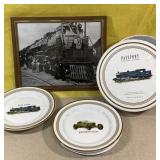 Vintage Train Photo Framed and Passport Blue